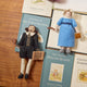 Handcrafted felt ornament of Jane Austen, featuring the beloved author standing with a feather quill in one hand and a felt copy of Pride and Prejudice in the other. She wears a period-style dress and bonnet, all made from natural merino-blend wool with fine stitched details. Includes a string for hanging and measures approximately 6 inches tall. Also featurning William Shakespeare