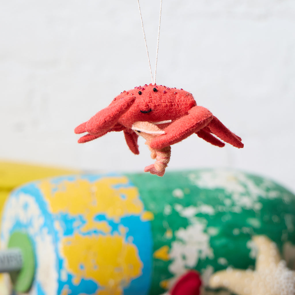 Red Crab with Prawn Ornament