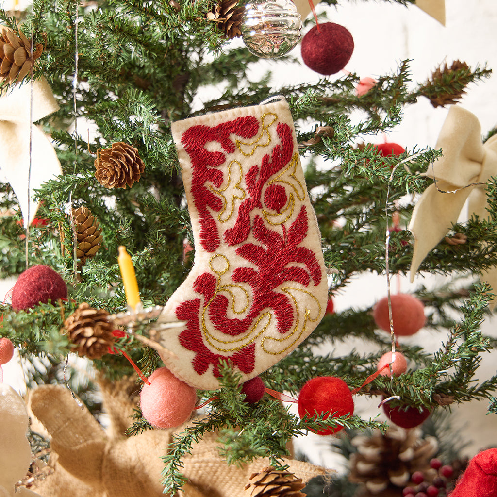Mini Red & Gold Stocking Ornament