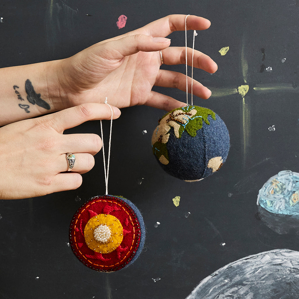 Planet Earth Ornament - Set of 2