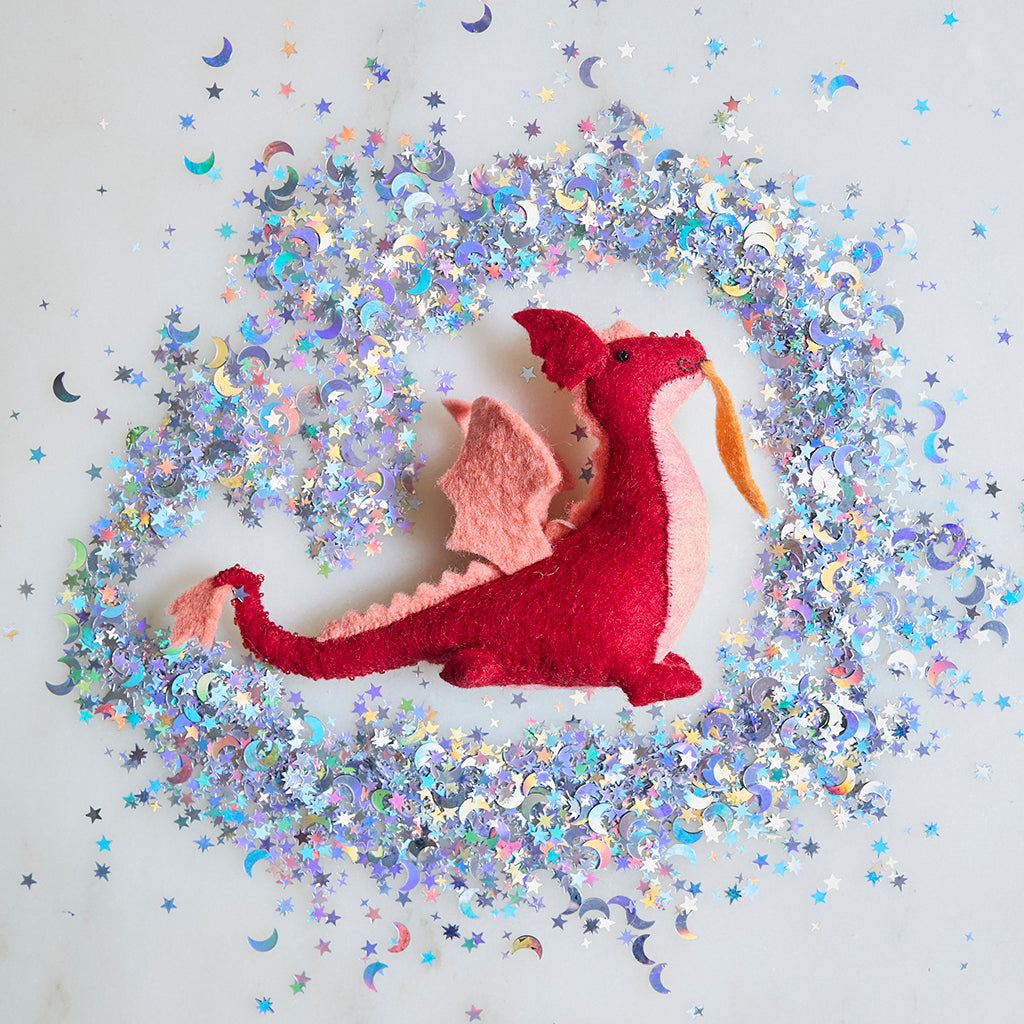 Magenta Fire Dragon Ornament - Thumbnail 2