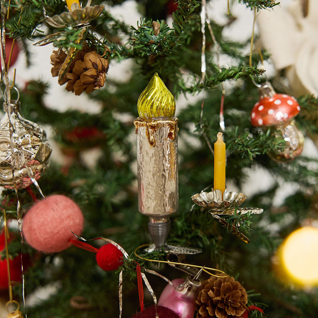 Candle German Glass Clip-On Ornament