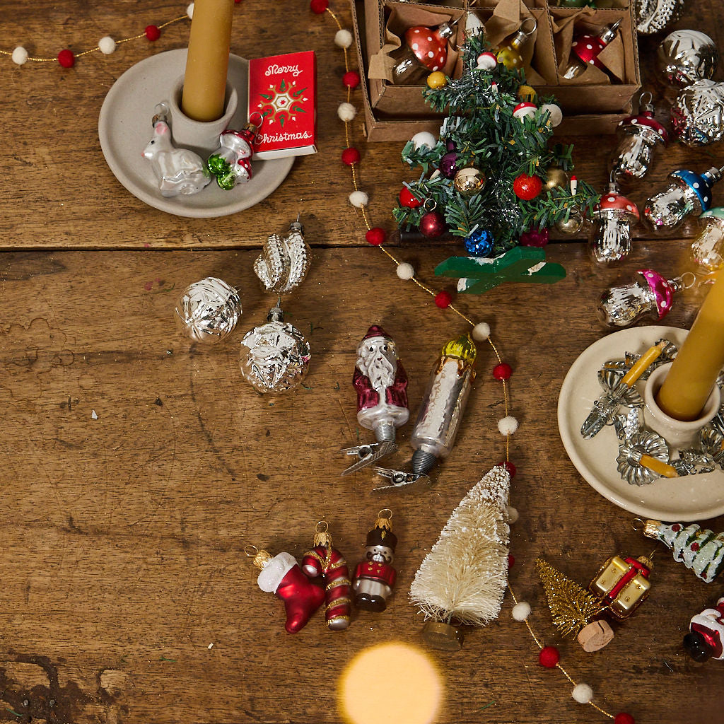 Classic Silver German Glass Ornaments - Set of 6