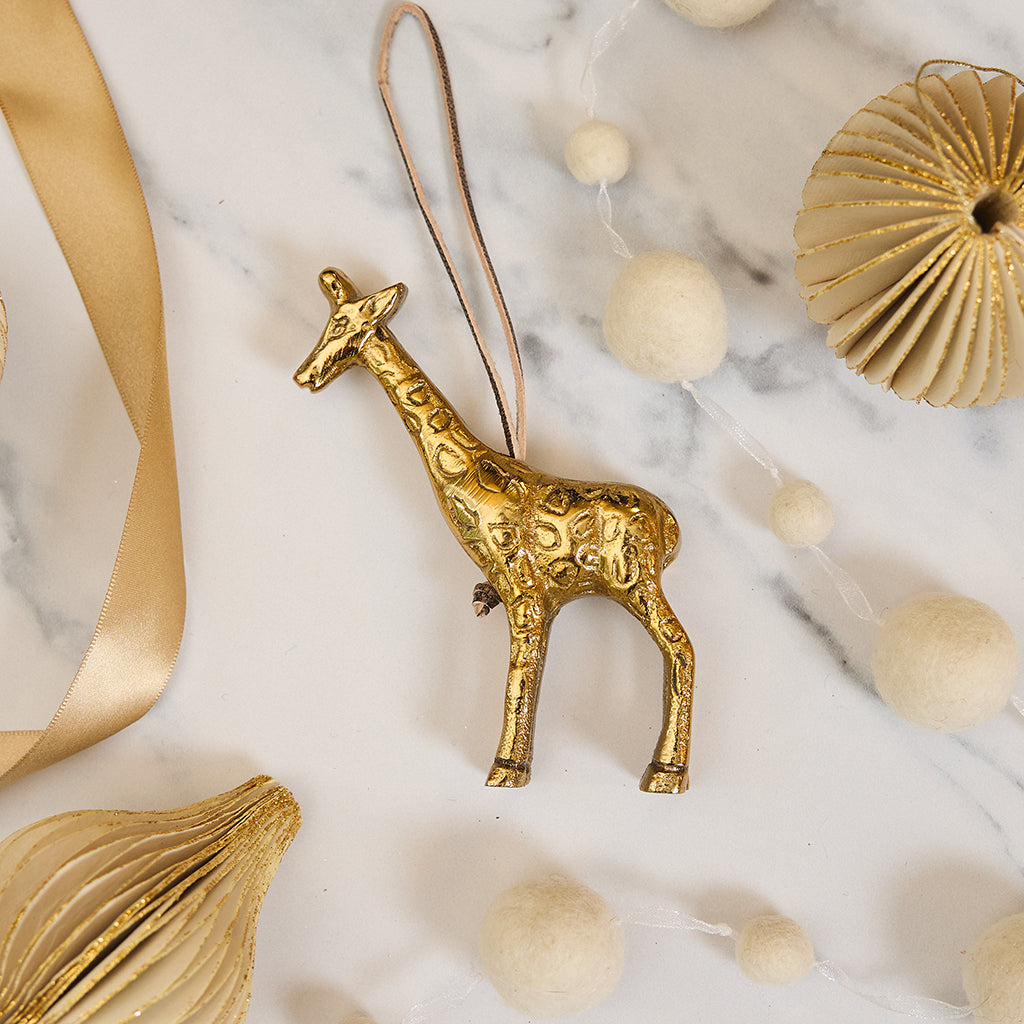 Giraffe Ornament - Antique Brass