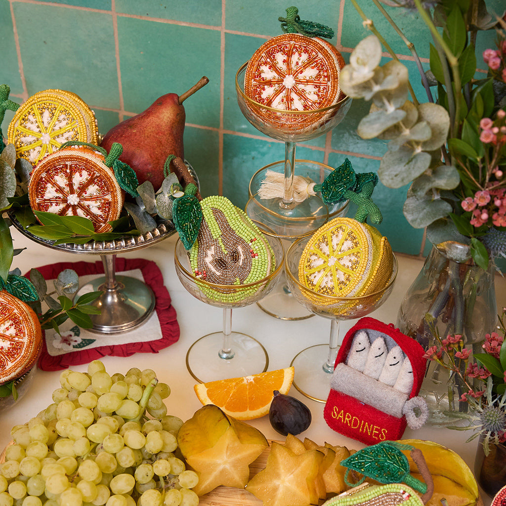 Pear Beaded Ornament – Handmade Harvest Table Decor – Craftspring