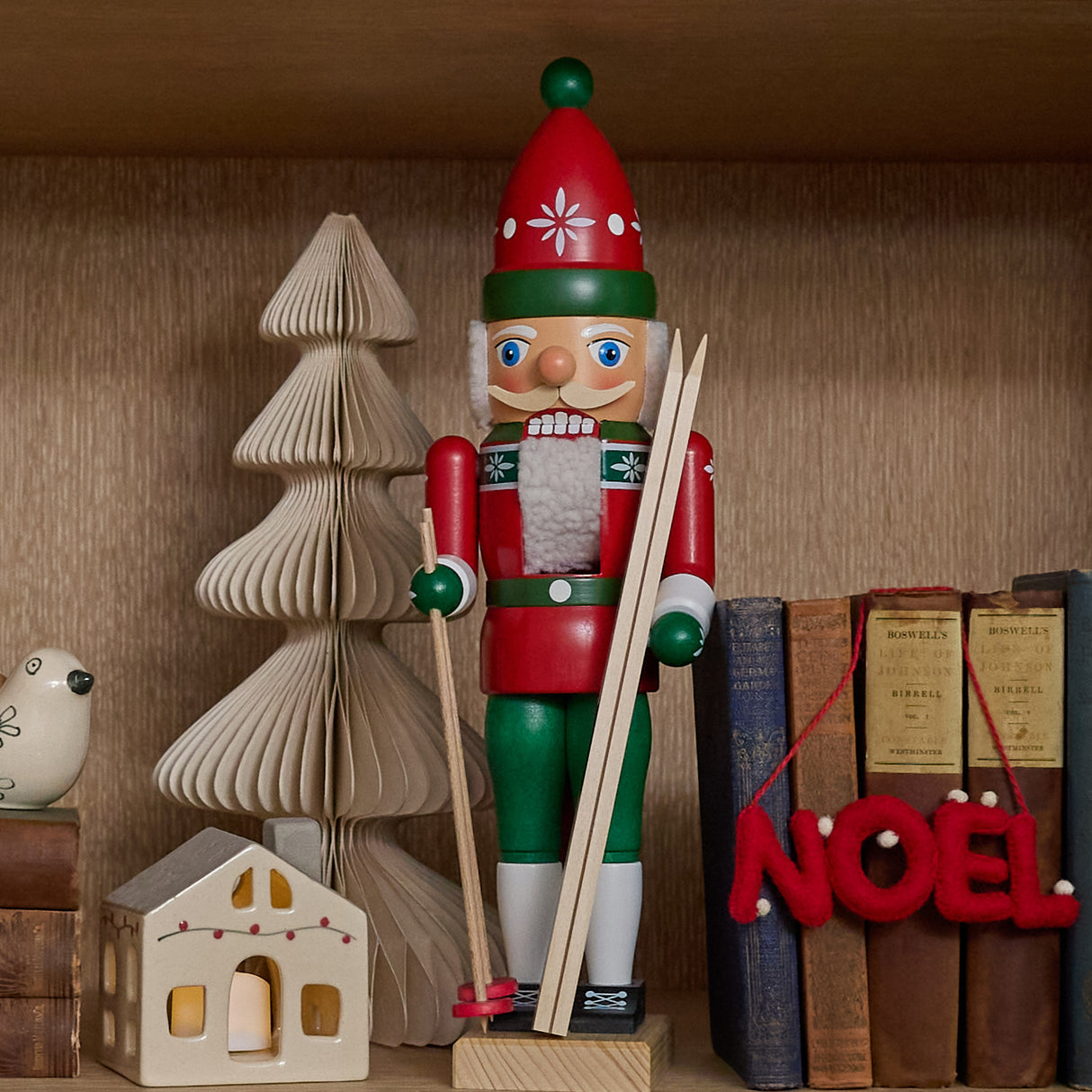 Large German Wooden 14.5" Nutcracker - Skier