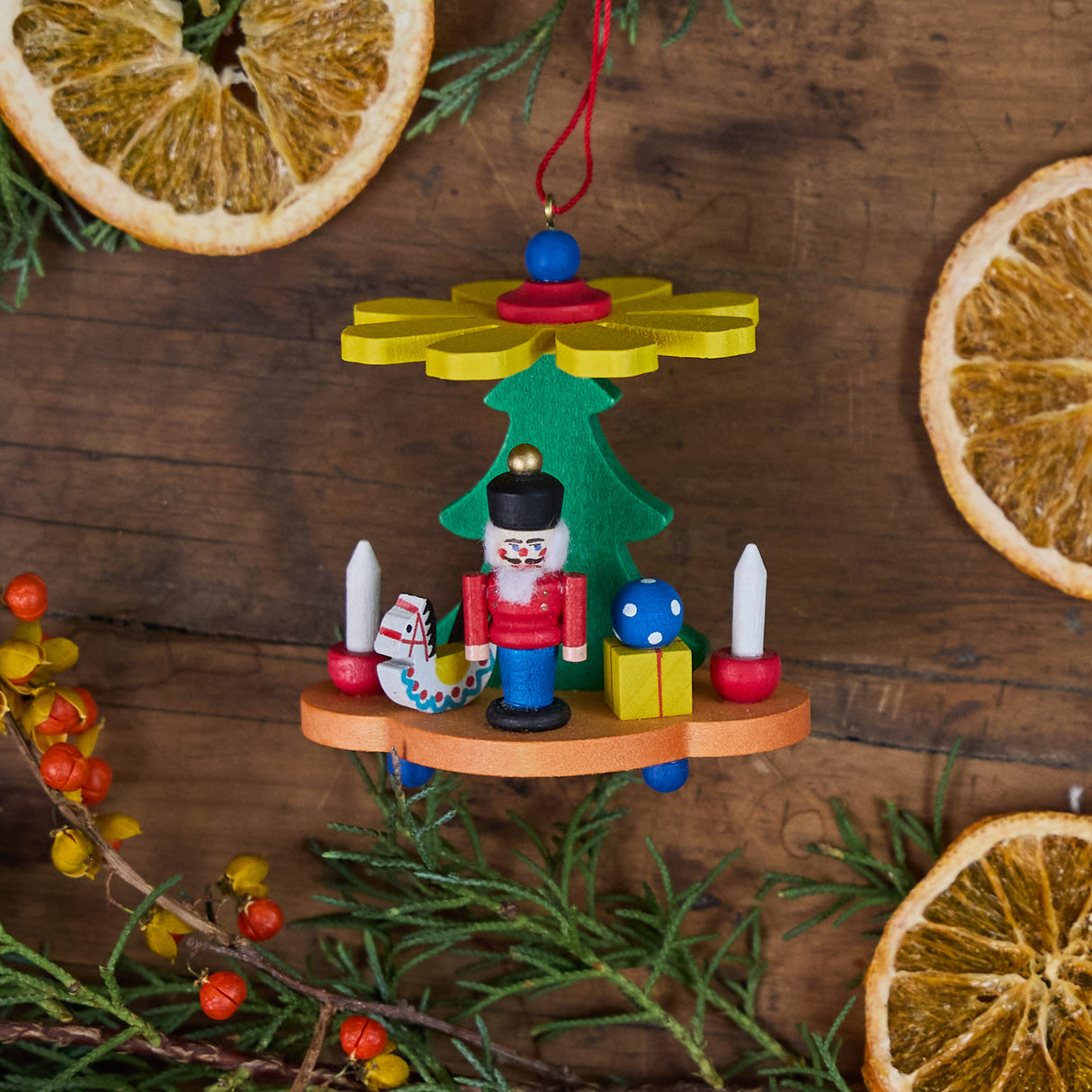 Pyramid Nutcracker German Wooden Ornament