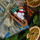 Snowman Sled German Wooden Ornament