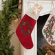 Red Poinsettia Bundle Linen Stocking