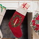 Red Candle Wreath Linen Stocking