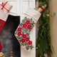 Natural Festive Poinsettia Linen Stocking