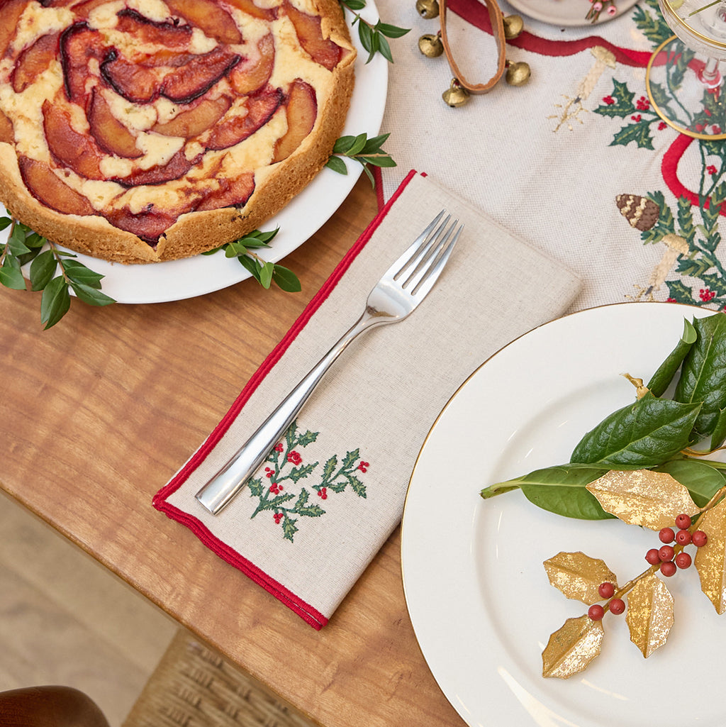 Natural Holly Linen Napkins - Set of 4