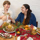 Red Candle Garland Linen Table Runner