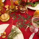 Red Candle Garland Linen Table Runner