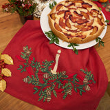 Candle Garland Linen Tea Towel - Red