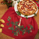 Red Candle Garland Linen Tea Towel