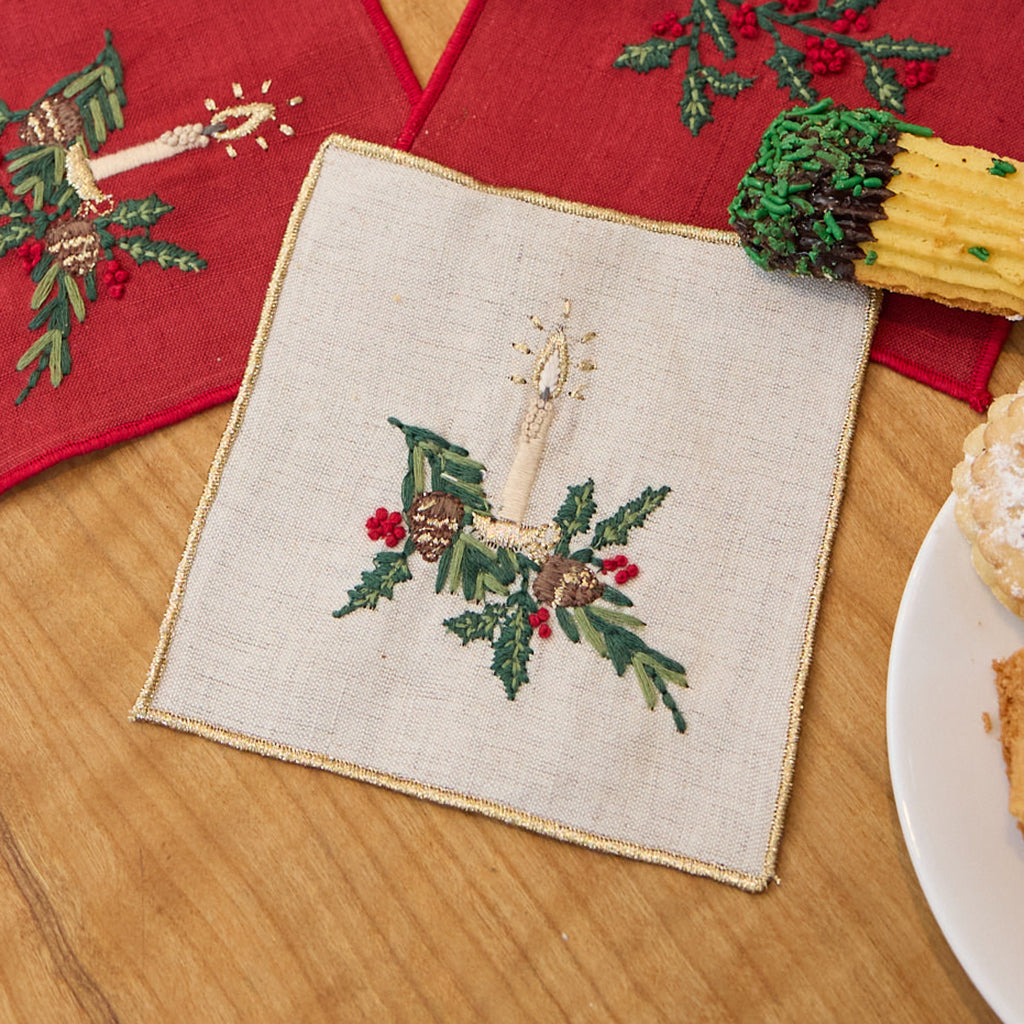 Candle Cocktail Napkin Set of 4 - Natural