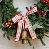 Festive Metal Bell with Hand-Embroidered Ribbon