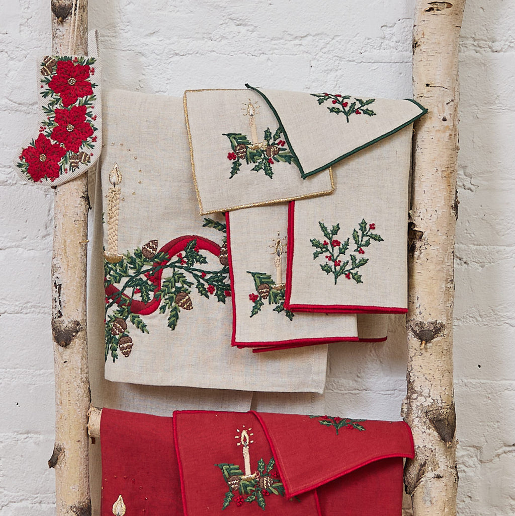 Natural Holly Linen Napkins - Set of 4