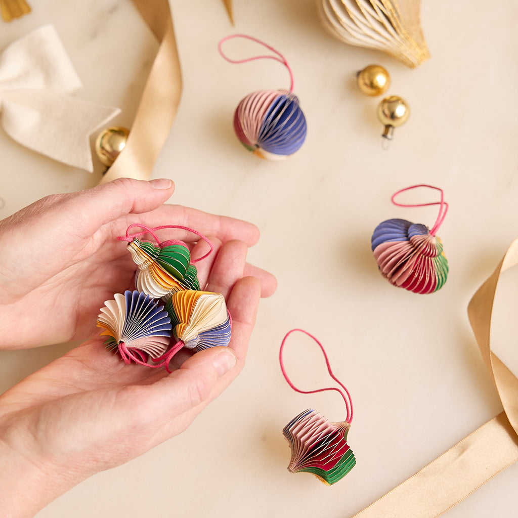 Multicolor Honeycomb Paper Mini Ornaments - Set of 6