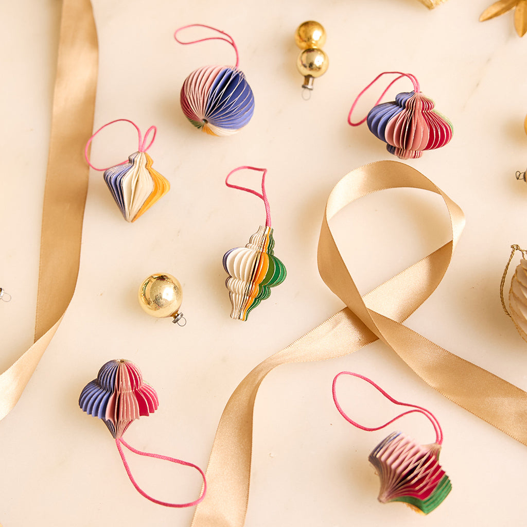 Multicolor Honeycomb Paper Mini Ornaments - Set of 6
