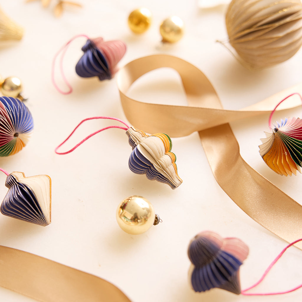 Multicolor Honeycomb Paper Mini Ornaments - Set of 6