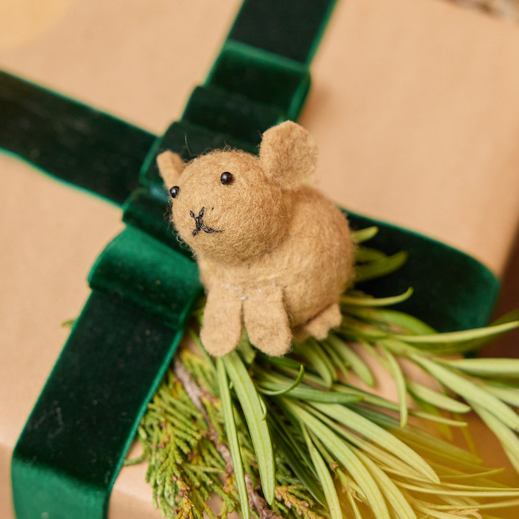 Hand Felted Little Brown American Pika Ornament – Craftspring