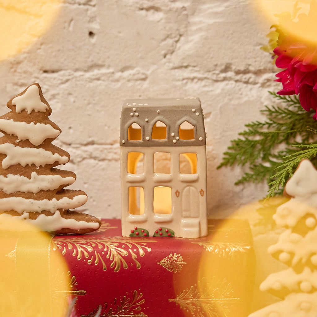 Winter Townhouse Ceramic Tealight Holder