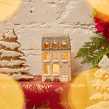 Winter Townhouse Ceramic Tealight Holder