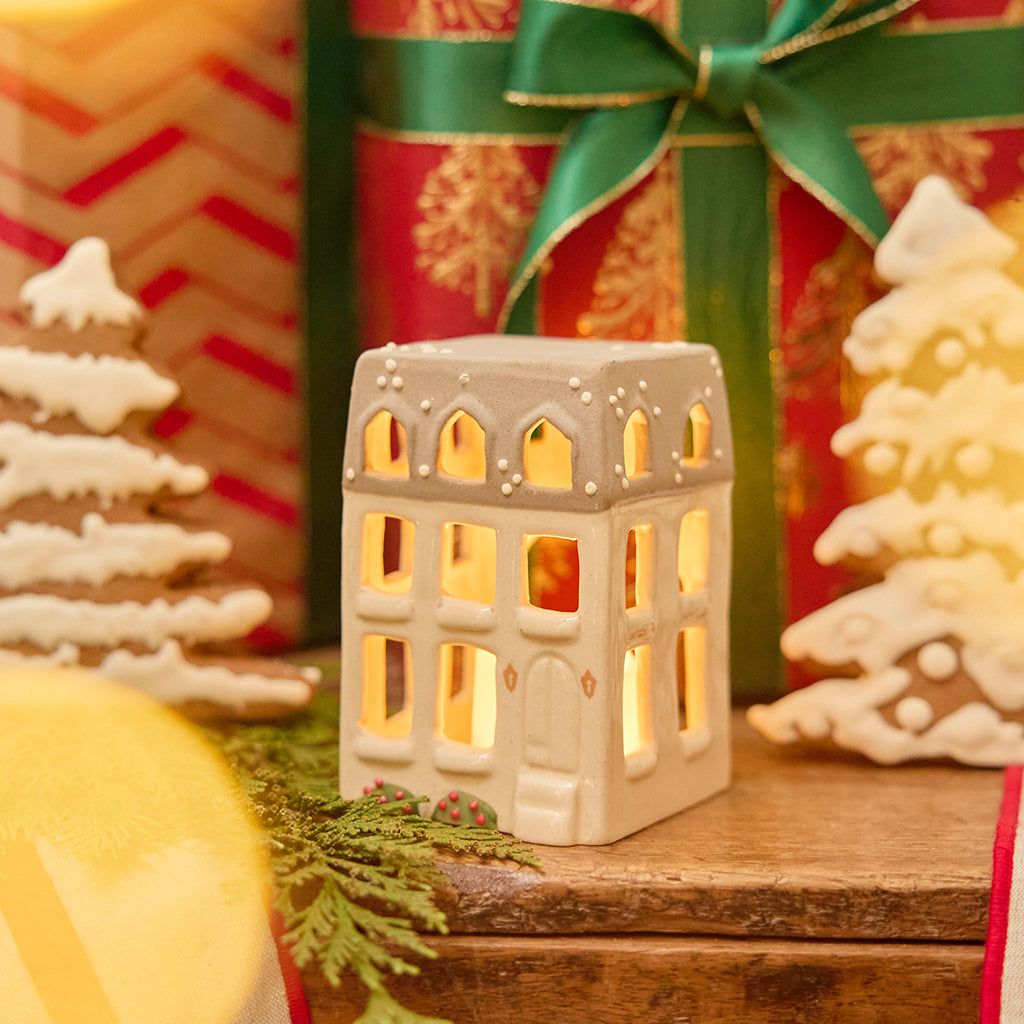Winter Townhouse Ceramic Tealight Holder