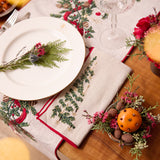 Red & Natural Tree Linen Napkins - Set of 4