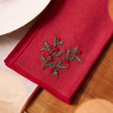 Holly Linen Napkin Set of 4 - Red