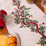 Natural Candle Garland Linen Table Runner