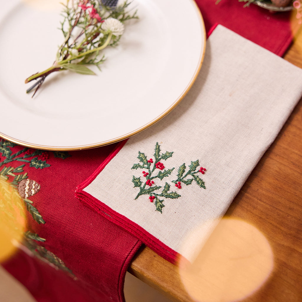 Natural Holly Linen Napkins - Set of 4