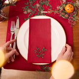 Holly Linen Napkin Set of 4 - Red
