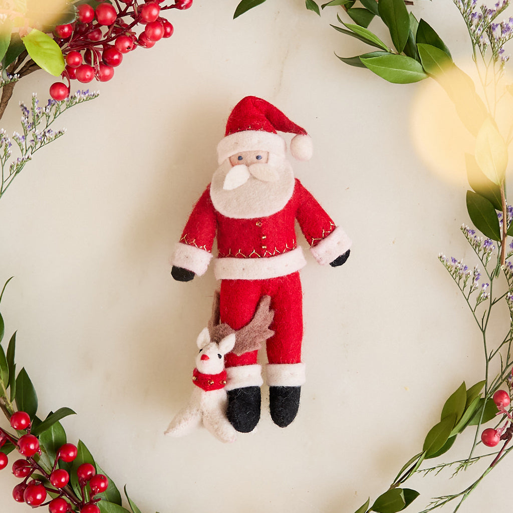 Baby Rudolph Santa Ornament