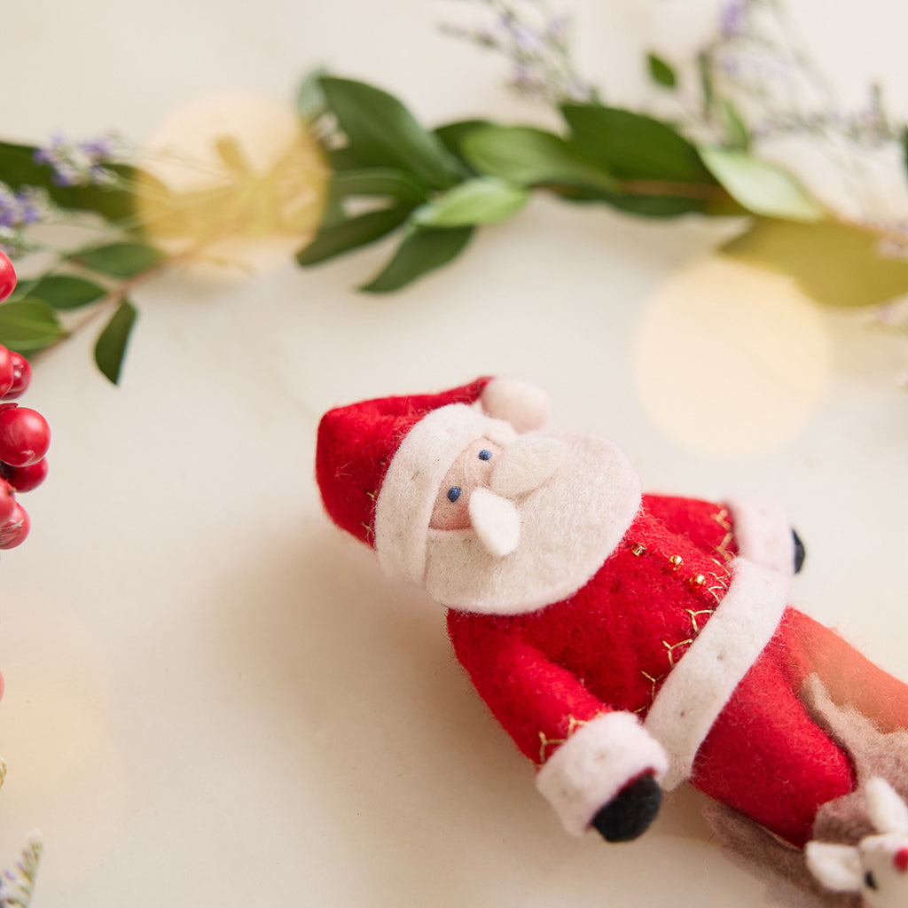 Baby Rudolph Santa Ornament