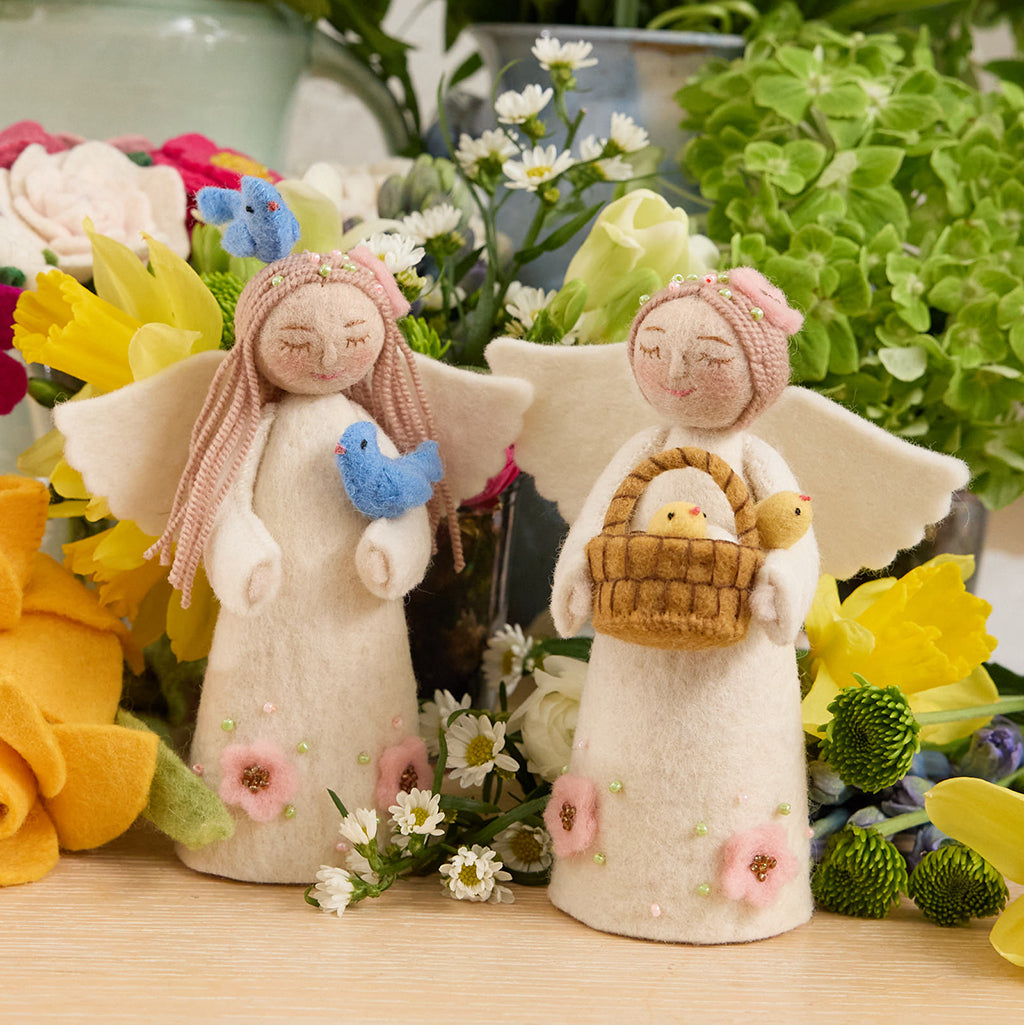 Large Spring Angels Spring Angel with Birds Ornament | Handmade Felt Easter Angel – Craftspring