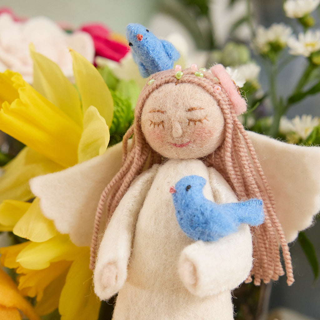 Large Spring Angels Spring Angel with Birds Ornament | Handmade Felt Easter Angel – Craftspring