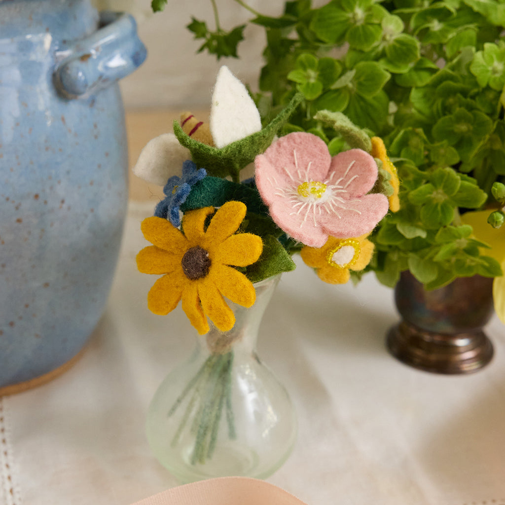 Wildflower Bouquet with Snail & Vase