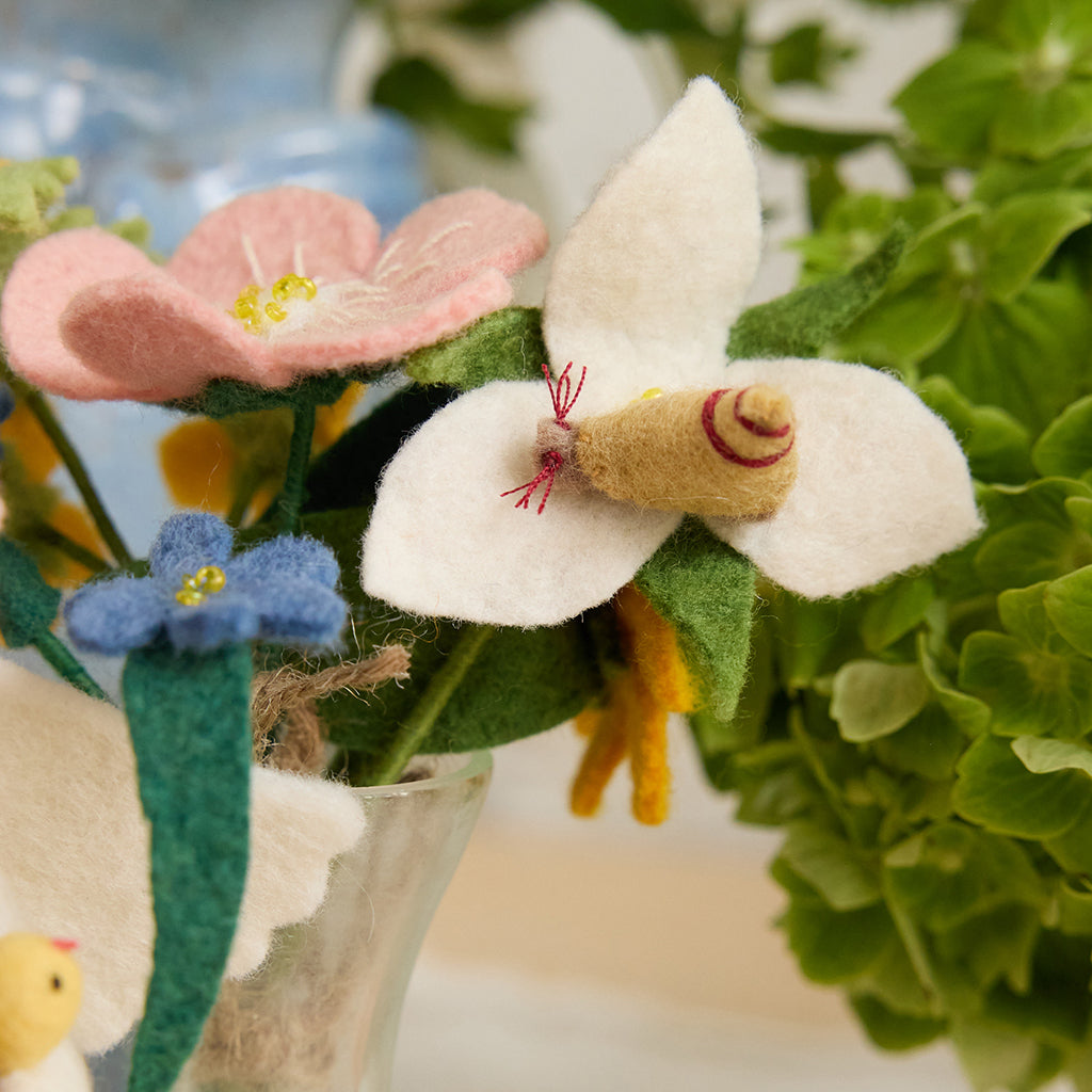 Wildflower Bouquet with Snail & Vase