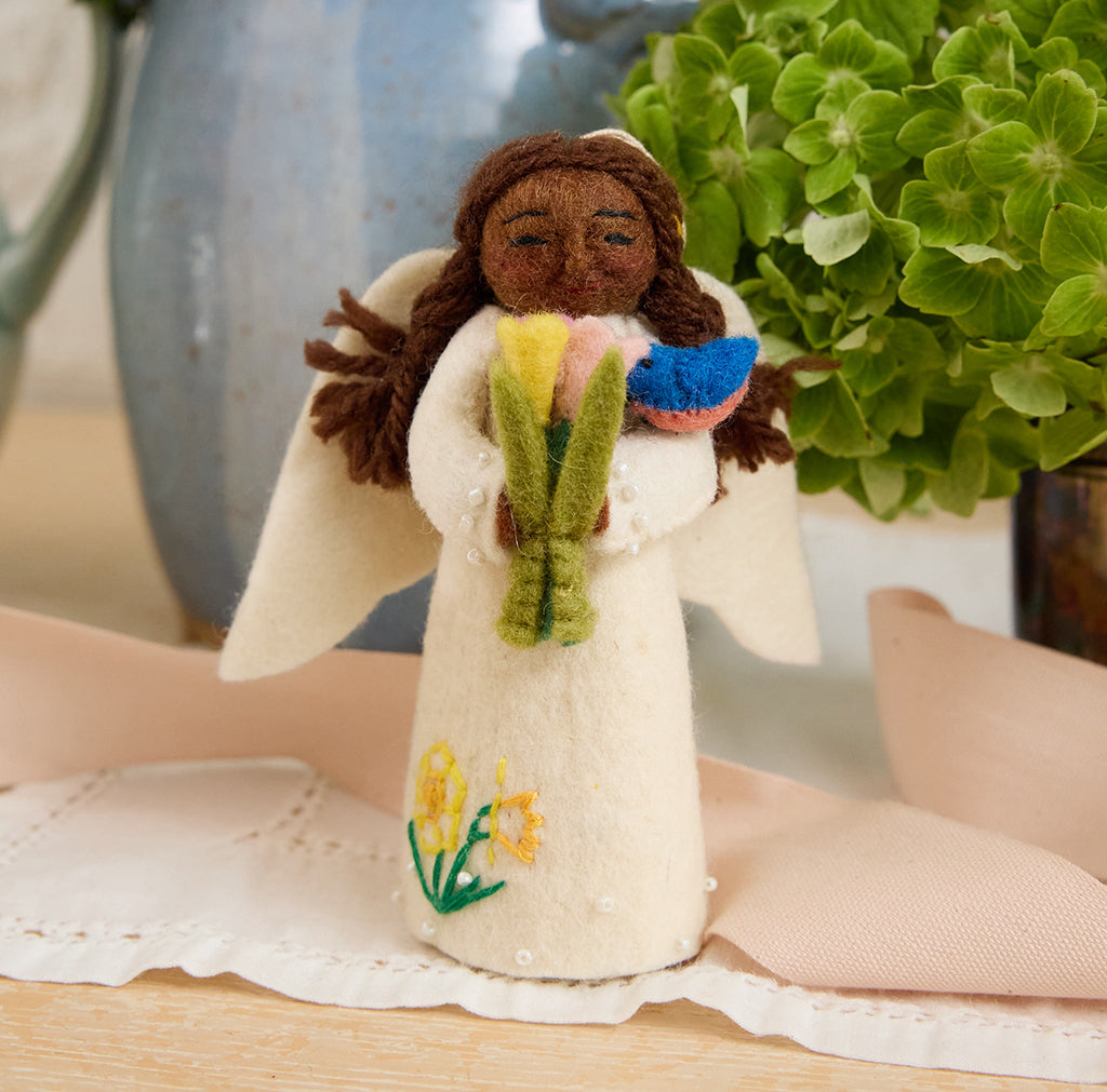 Large Spring Angels Spring Angel with Bluebird Ornament | Handmade Felt Spring Angel ...