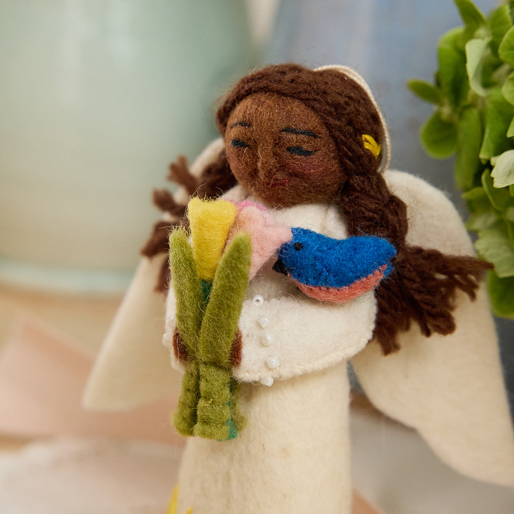 Angelic Spring Spring Angel with Bluebird Ornament | Handmade Felt Spring Angel ...