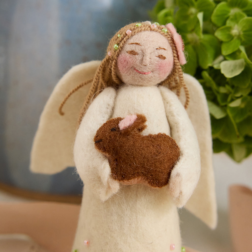 Large Spring Angels Spring Angel with Bunny Ornament Blonde Hair | Felt Angel Decor ...