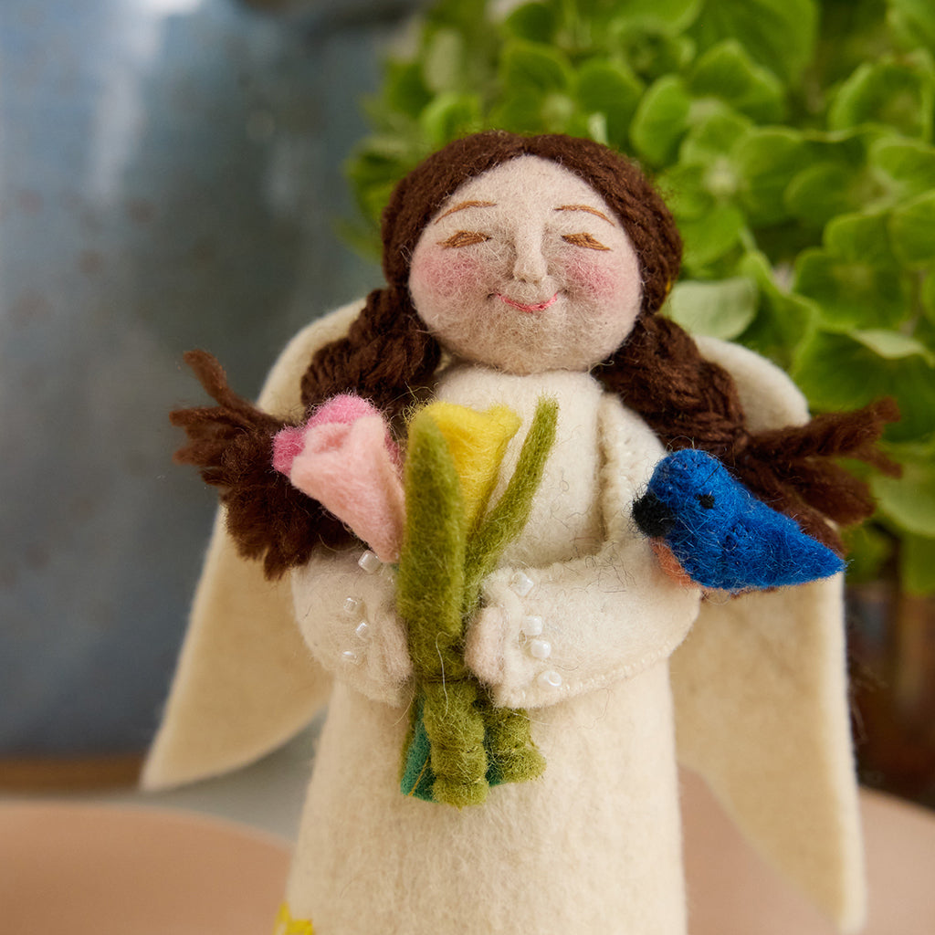 Large Spring Angels Spring Angel with Bluebird Ornament | Handmade Felt Angel Decor ...