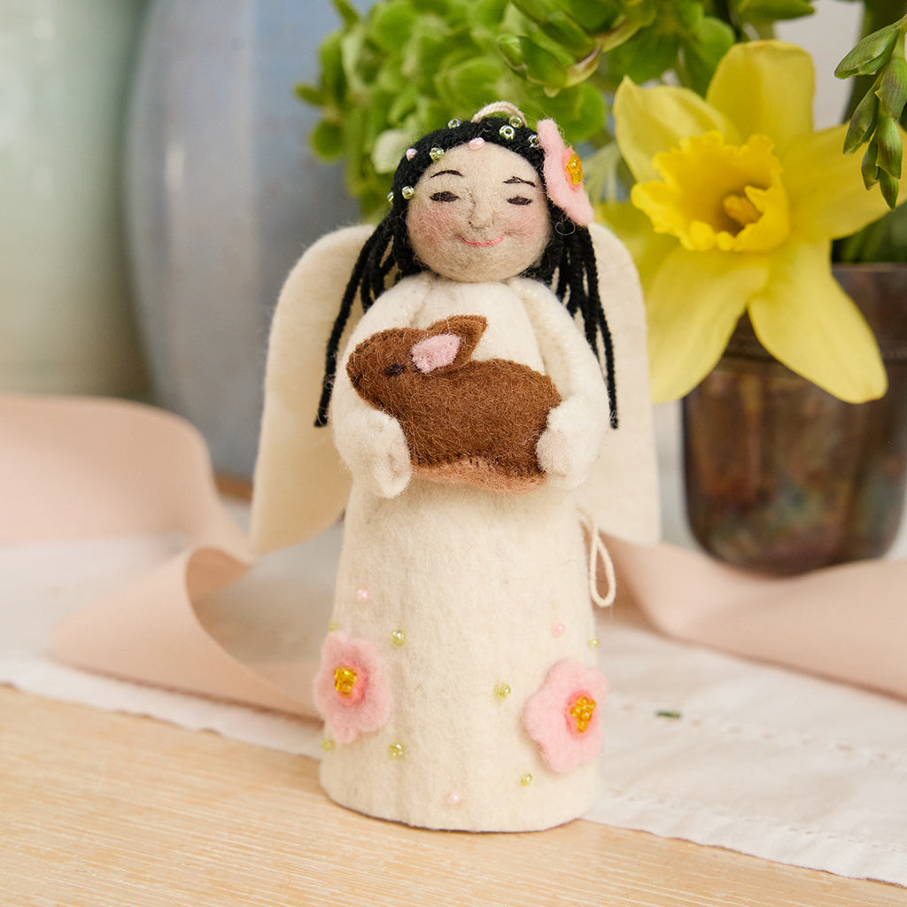 Large Spring Angels Spring Angel with Bunny Ornament | Handmade Felt Easter Angel – Craftspring