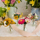 Colorful felt flower bouquets with handblown glass vases – set of 4
