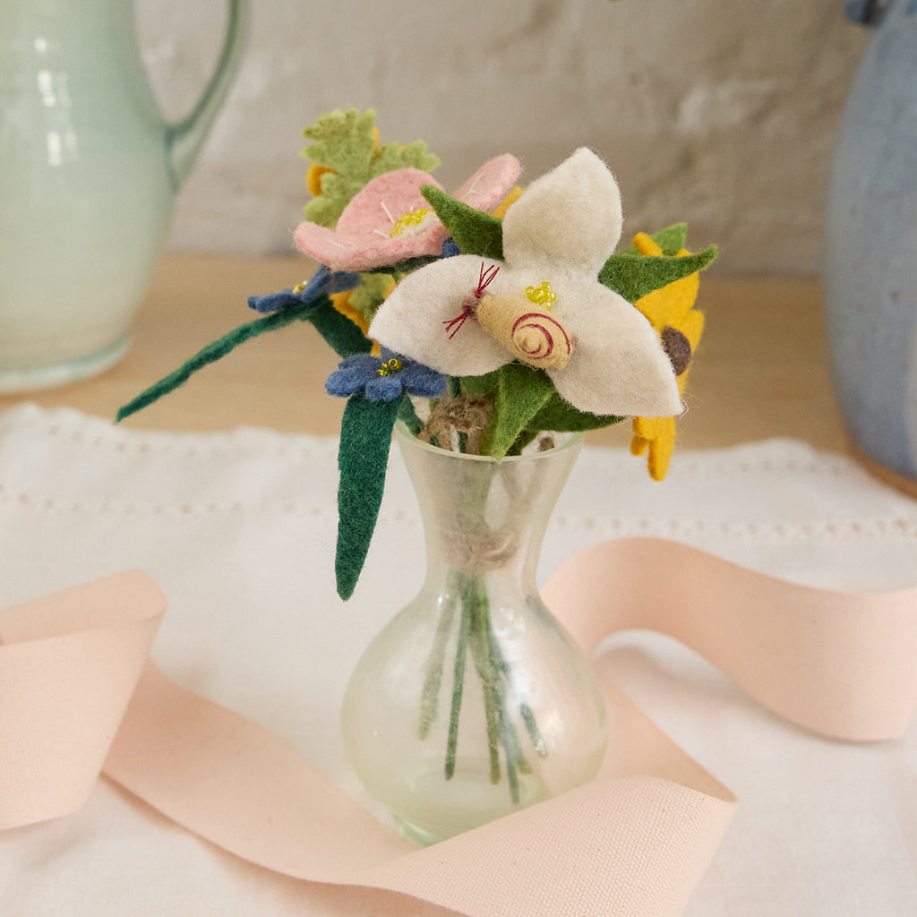 Wildflower Bouquet with Snail & Vase