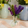 Hand-felted purple hyacinth bouquet with tiny bees in a recycled glass bud vase