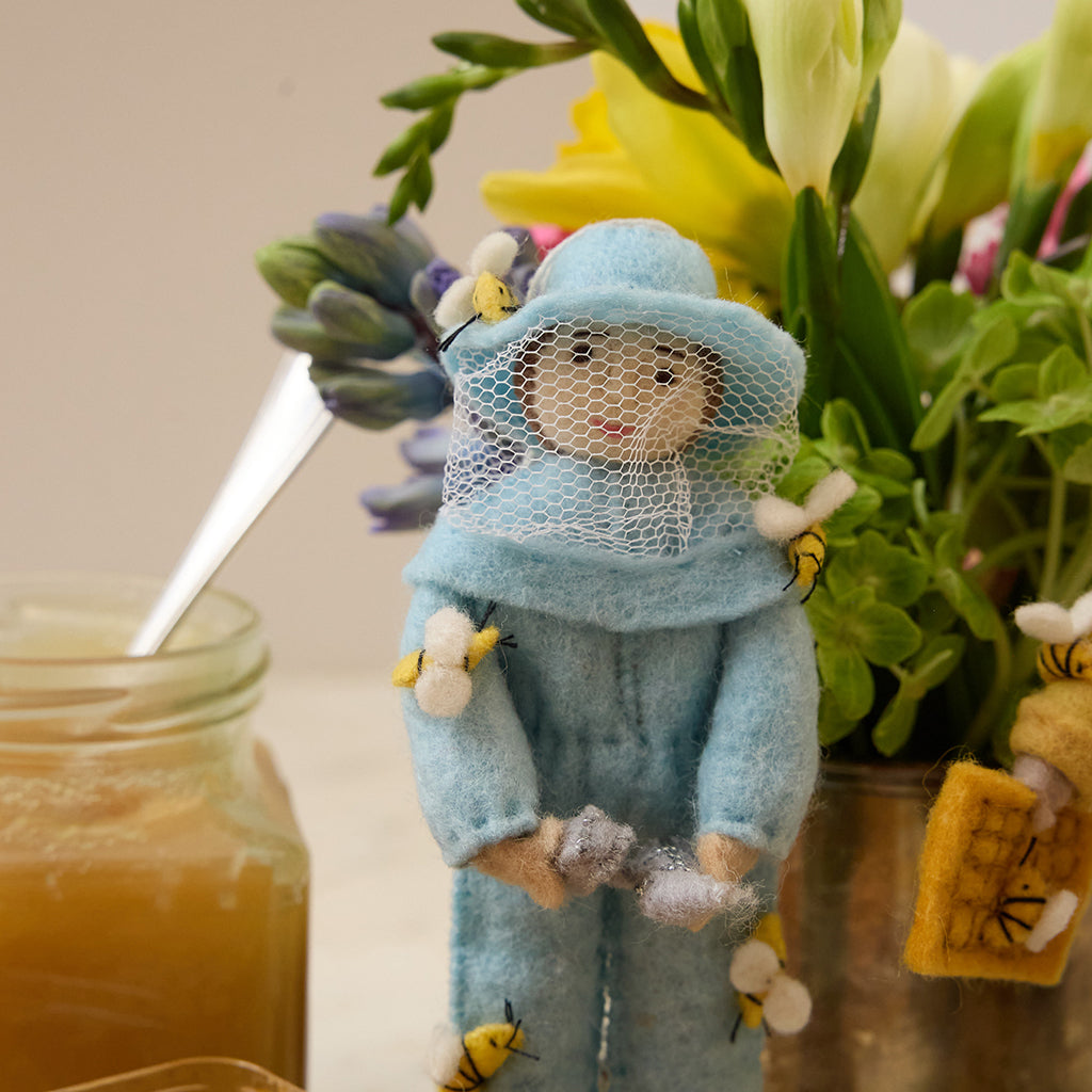 Blue Beekeeper Ornament